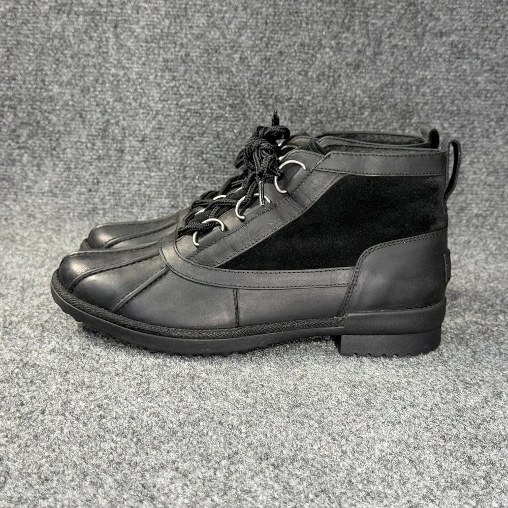 UGG Heather Boots Women's 9 Black Leather Suede Waterproof Short‎ Ankle Booties